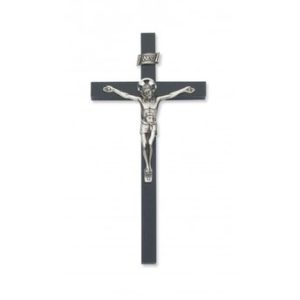 8" Black Crucifix with Silver Corpus