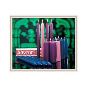 Advent Stearine Wax Candles, 12 x 1-1/2; Carton of 4