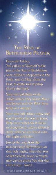 Star Of Bethlehem Laminated Prayer Card With Gold Tone Ornament ...