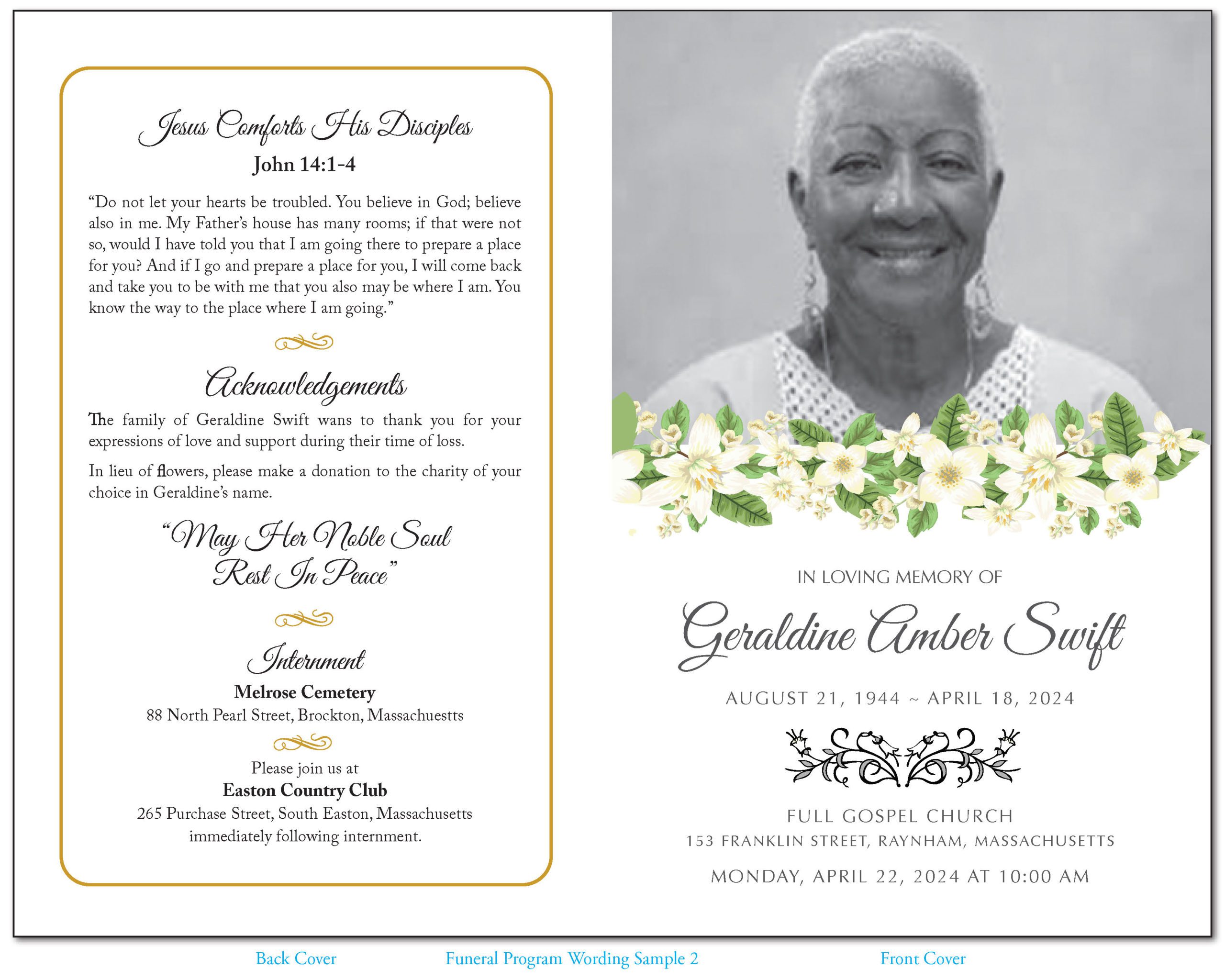 Sample Of Memorial Service Programme