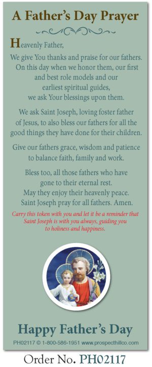 Father's Day Laminated Prayer Bookmark St oseph