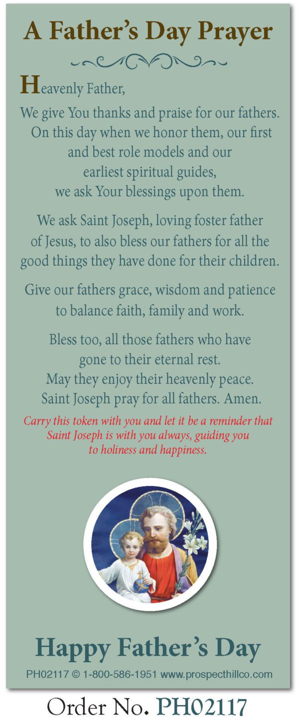 Father's Day Laminated Prayer Bookmark St oseph