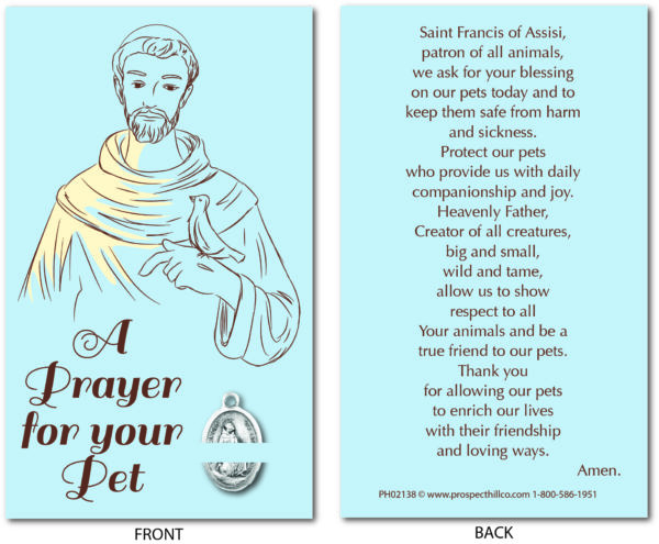 Prayer Card For Your Pet With A Prayer For Your Pet And St Francis Of 