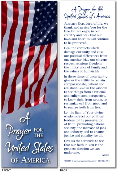 “A Prayer for the United States of America” Bookmark (box of 100 ...