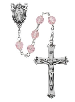7MM Pink Tincut Rosary (R406LF)