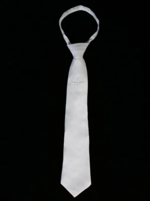 14” Zipper tie with Embroidered Cross