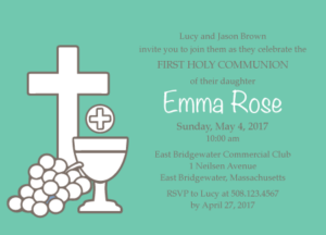 Personalized First Communion Invitation 171008