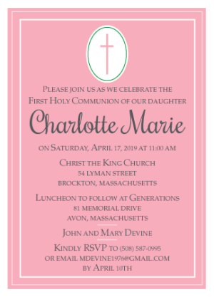 Personalized First Communion Invitation 171012