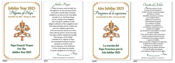 Jubilee Year 2025 “Pilgrims of Hope” Commemorative Prayer Card