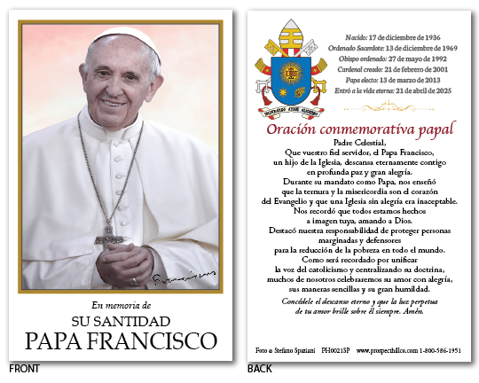 Pope Francis Prayer Card - Spanish