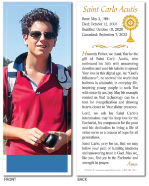 Carlo Acutis Prayer Bookmark