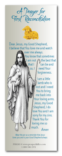 PH0285-RReconciliation Prayer Bookmark and Lamb Lapel Pin