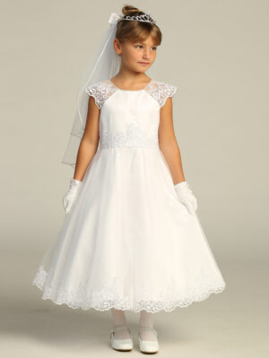 Embroidered tulle with sequins First Communion Dress - STYLE NO : SP740