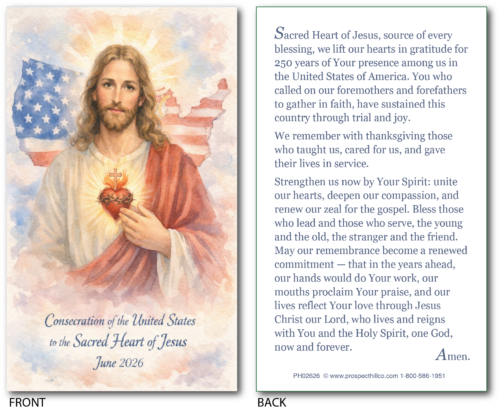 Consecration the USA to the Sacred Heart of Jesus Prayer Card (100 ...