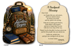 Backpack blessing: The Adventure Begins