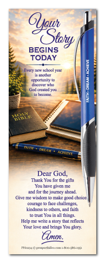 Your Story Begins Today: Laminated Student Prayer Bookmark